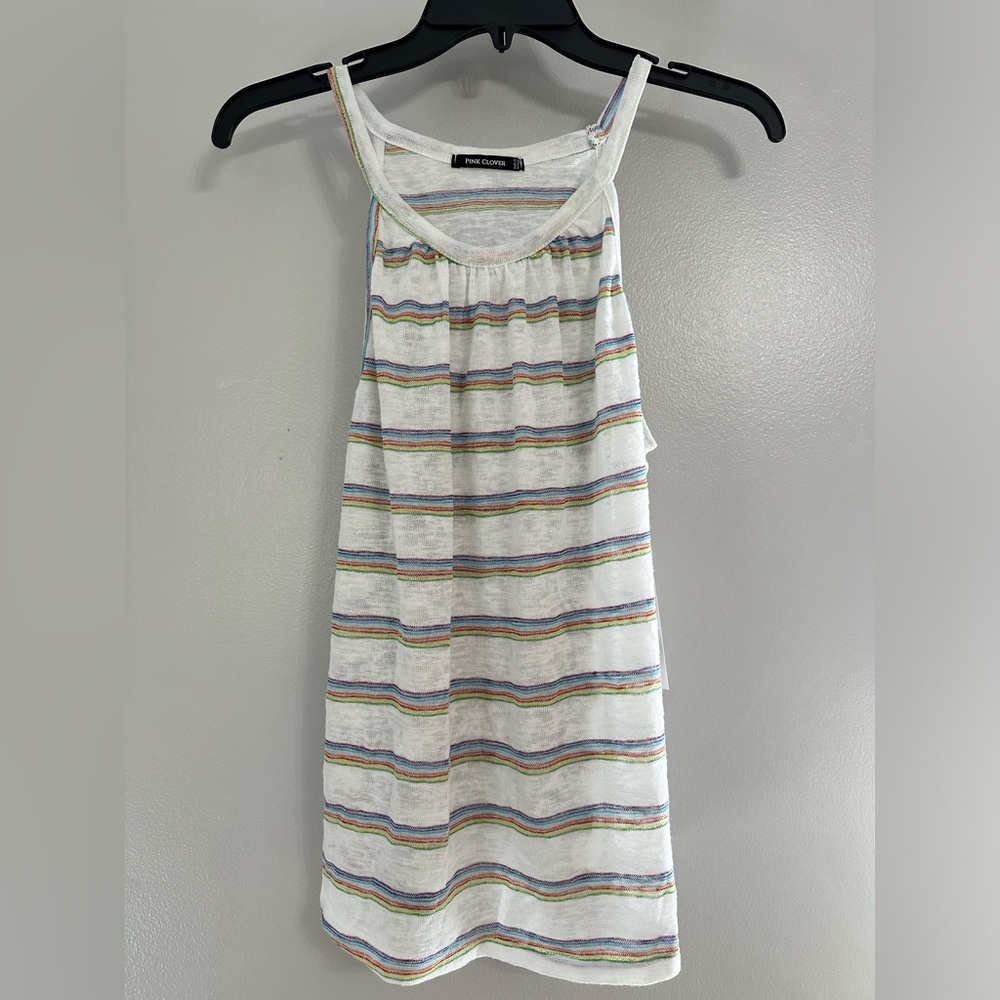 NWT Pink Clover Rainbow Stripe Tank Top